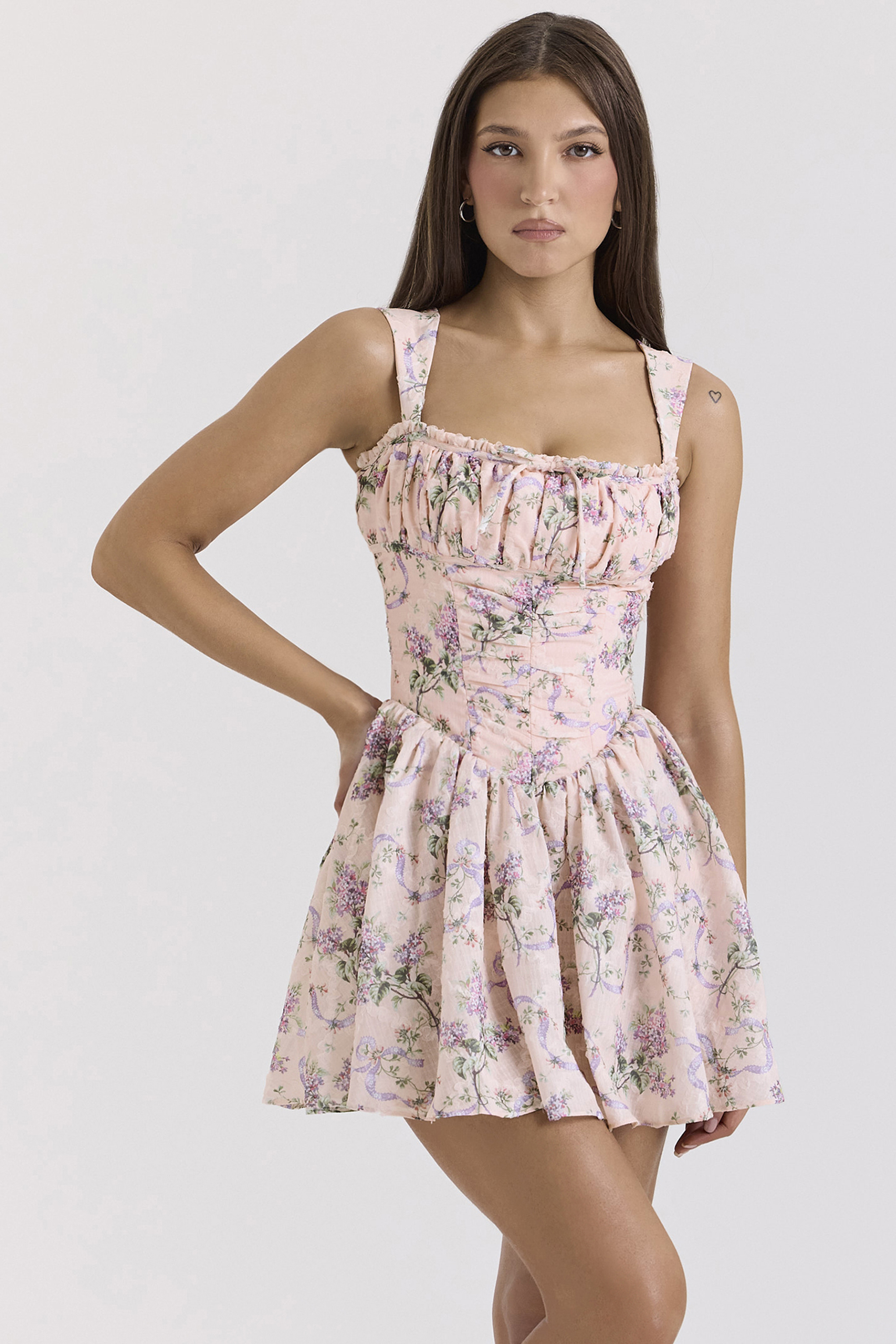 Ophelia Pink Ribbon Print Dress with Bloomers
