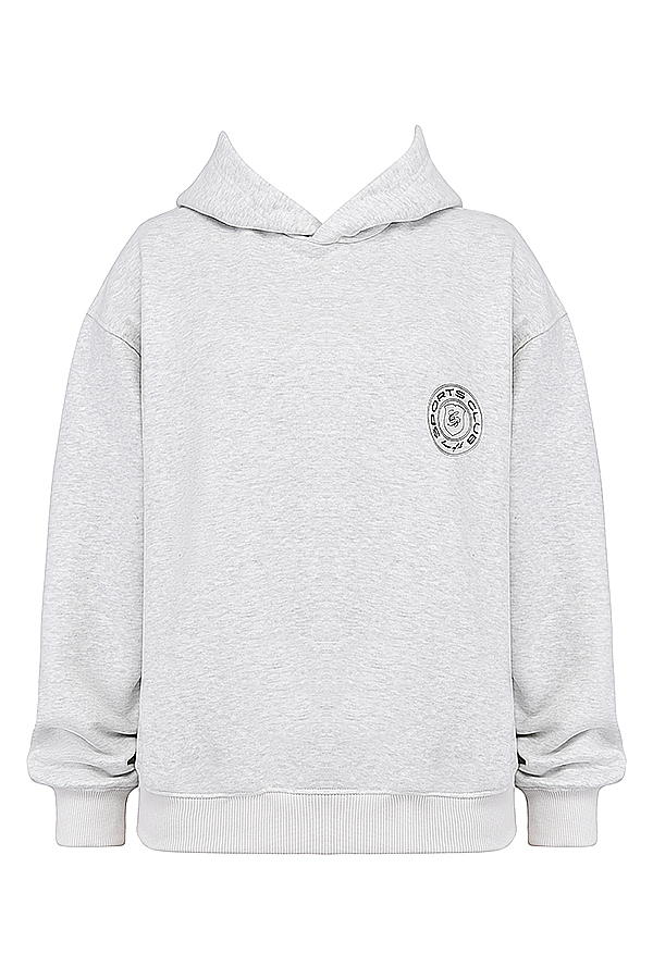 Muse Light Grey Marl Cotton Fleece-Back Hoodie