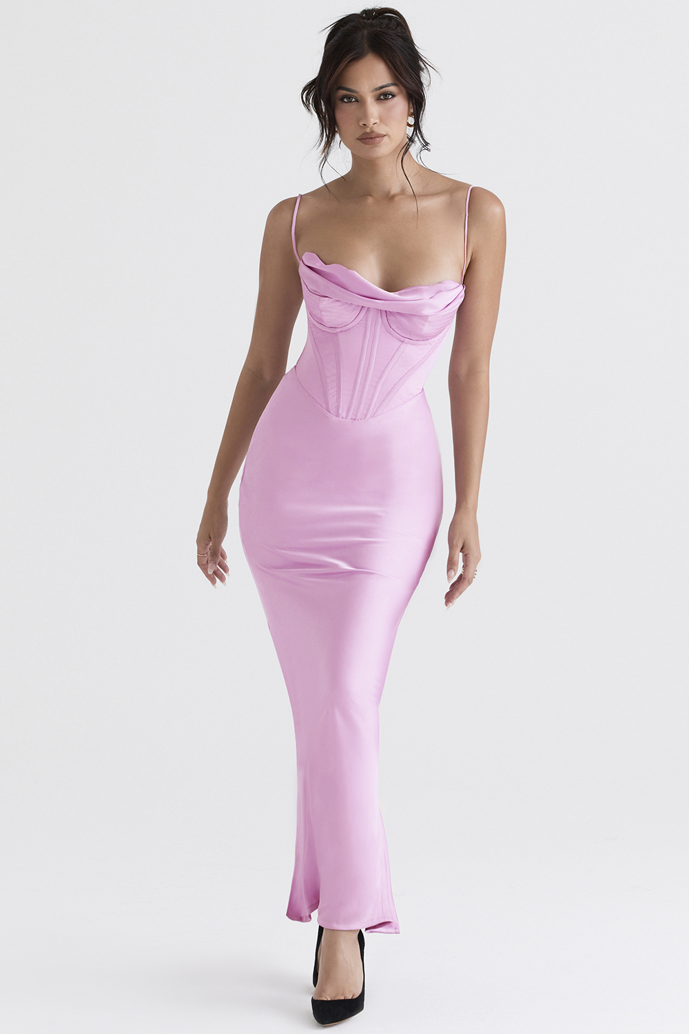 Charmaine Pink Corset Maxi Dress