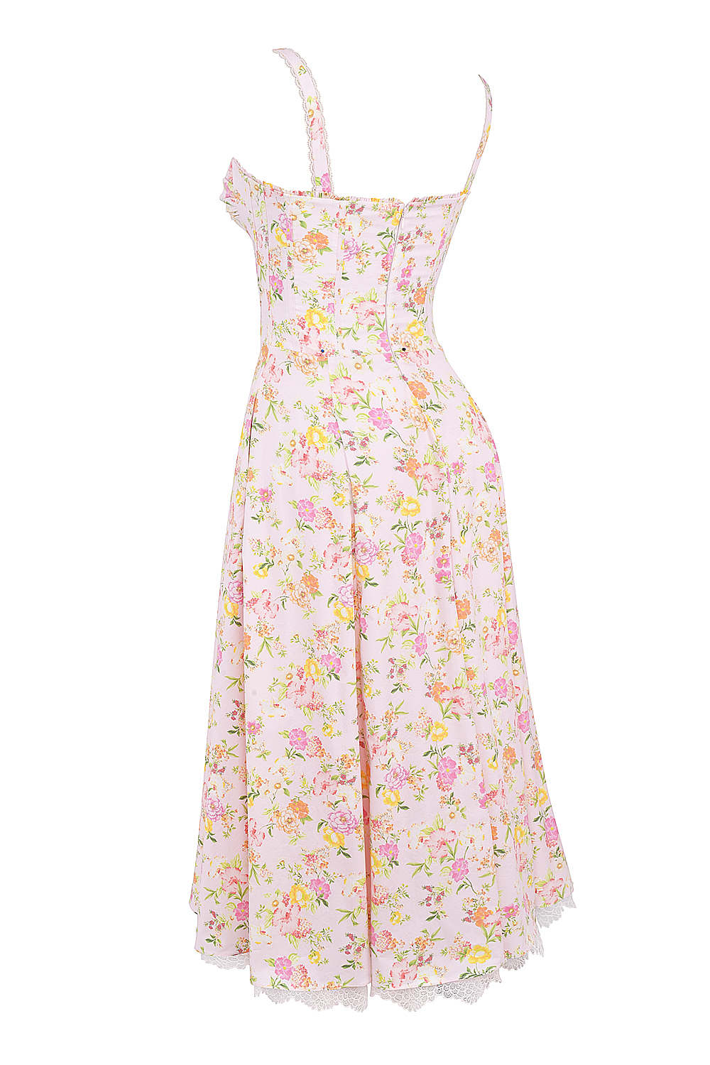 Rosalee Pink Meadow Print Cotton Bustier Sundress
