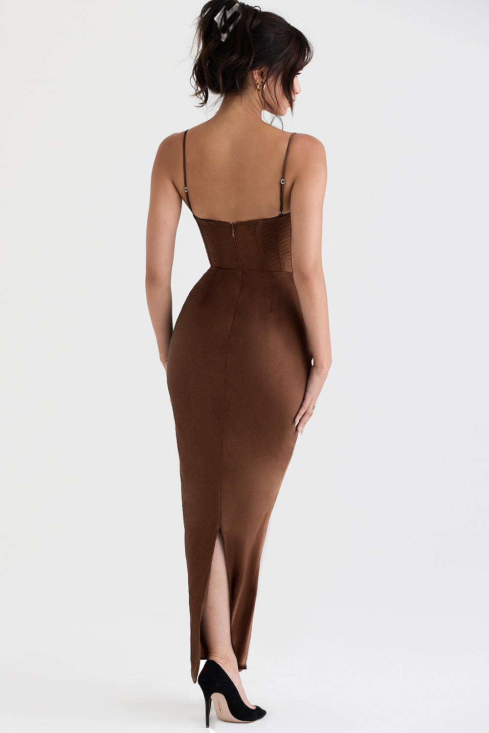 Charmaine Chocolate Corset Maxi Dress