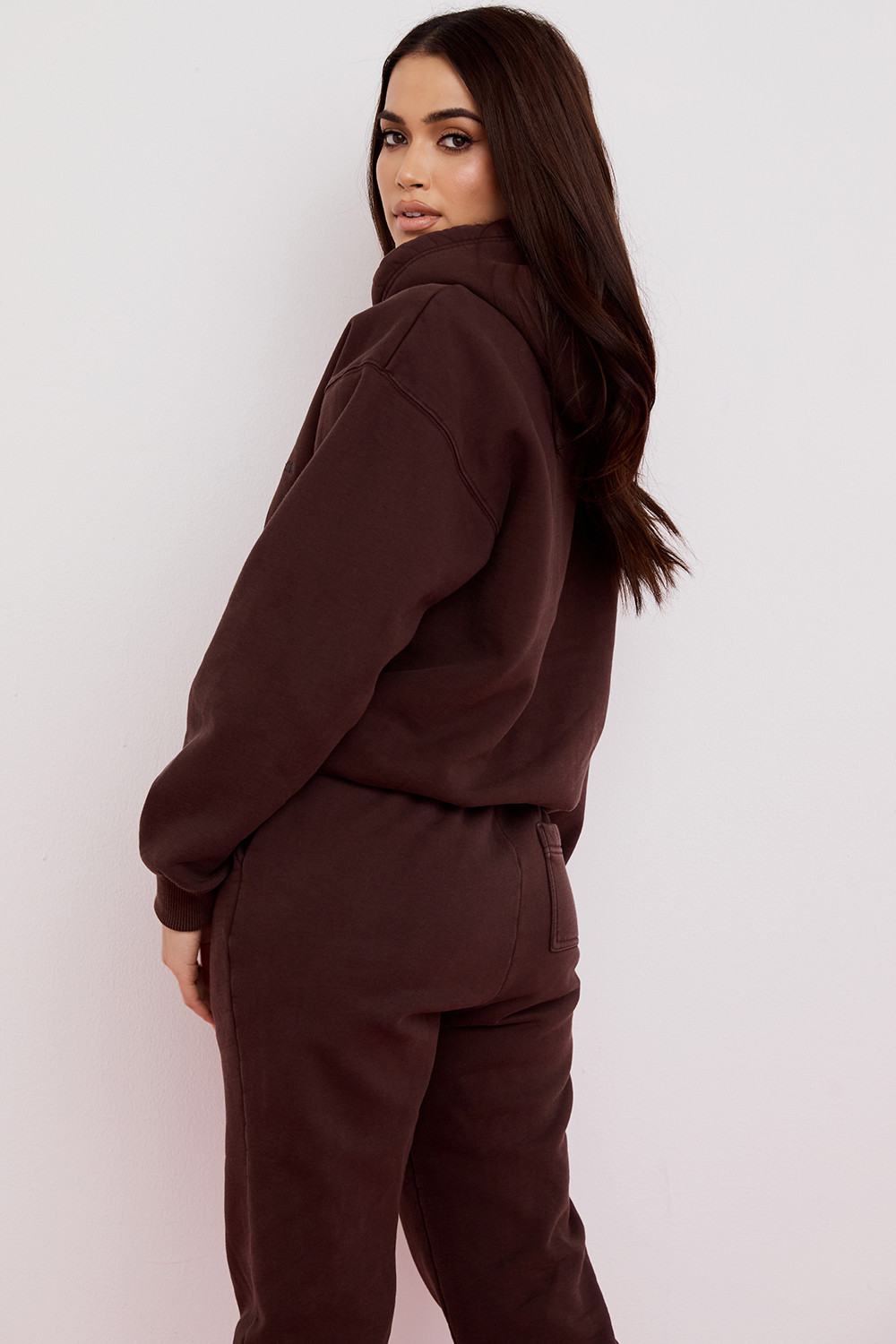 Halo Chocolate Cotton Fleece-Back Oversized Hoodie