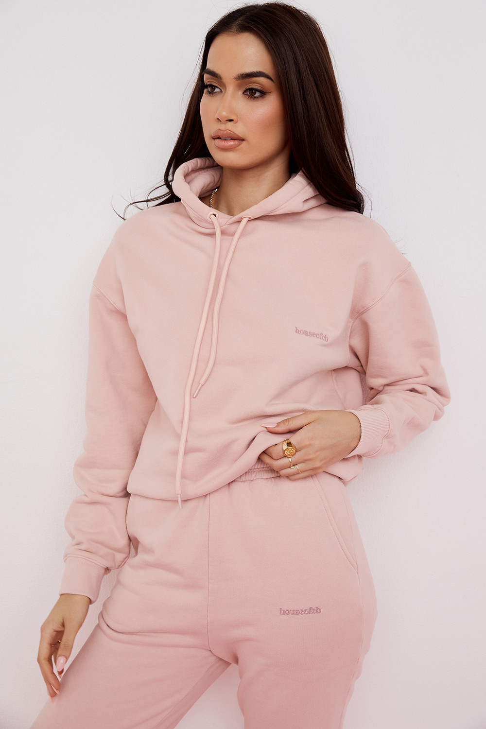 Halo Blush Cotton Fleece-Back Oversized Hoodie