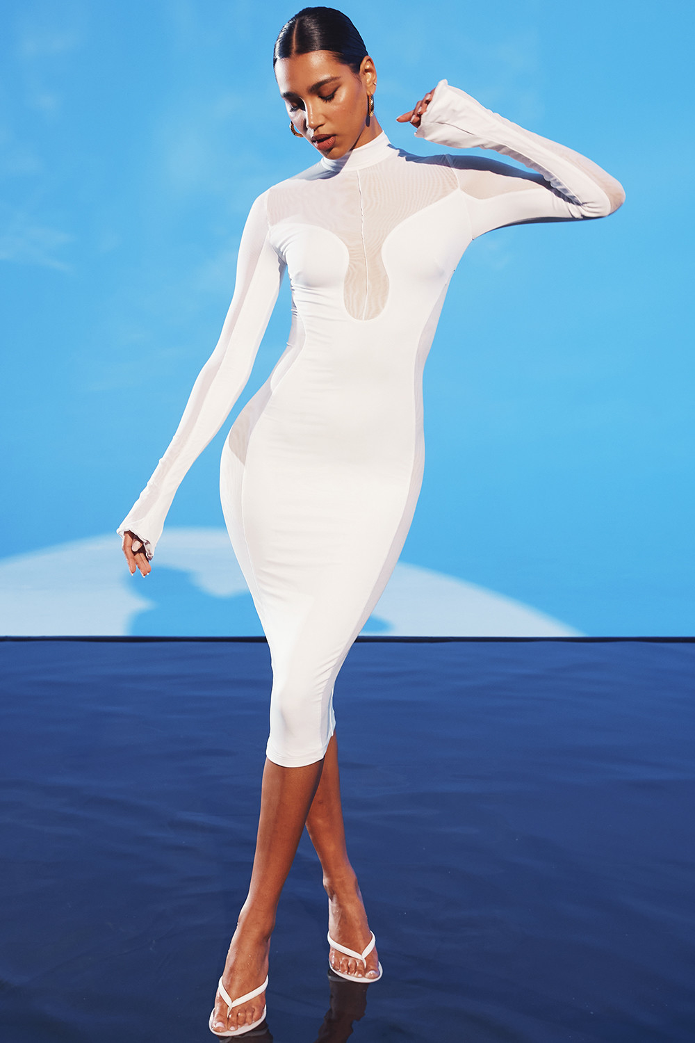 ValourMistress Rocks  White Panelled Midi Dress - SALE
