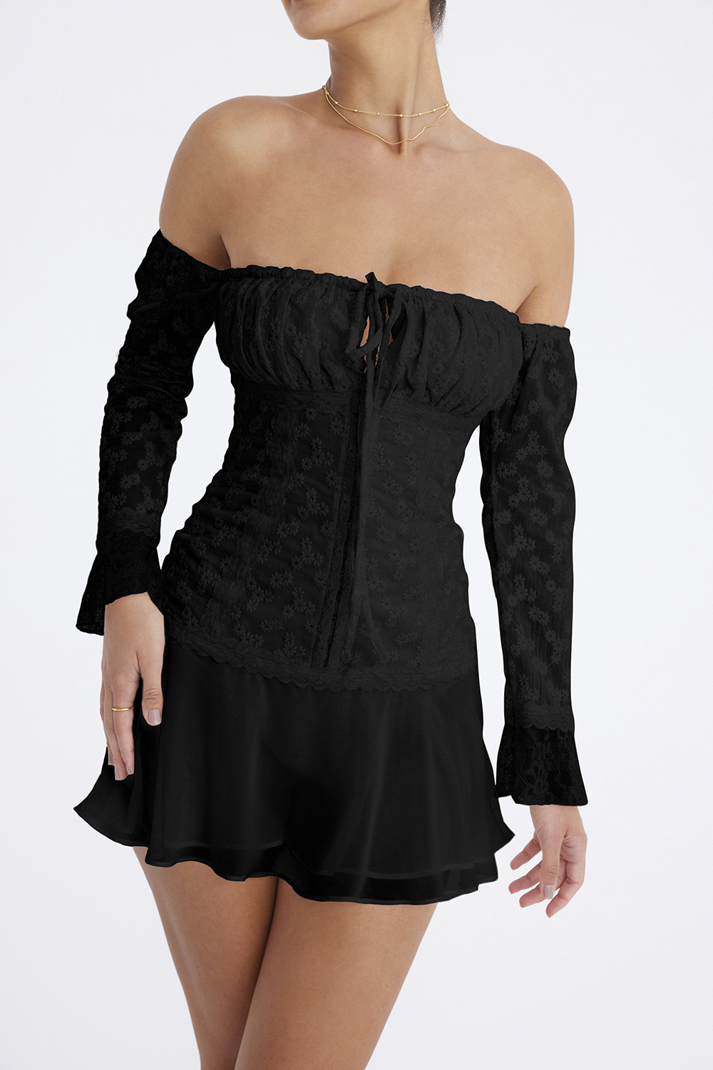 Mistress Rocks Black Off Shoulder Mini Dress - SALE