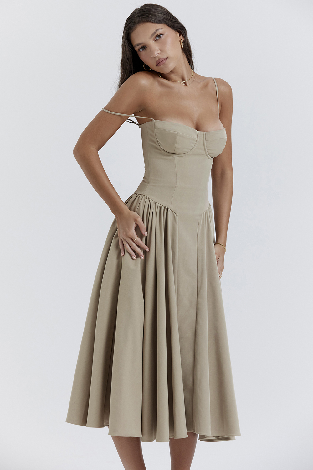 Samaria Taupe Corset Sundress