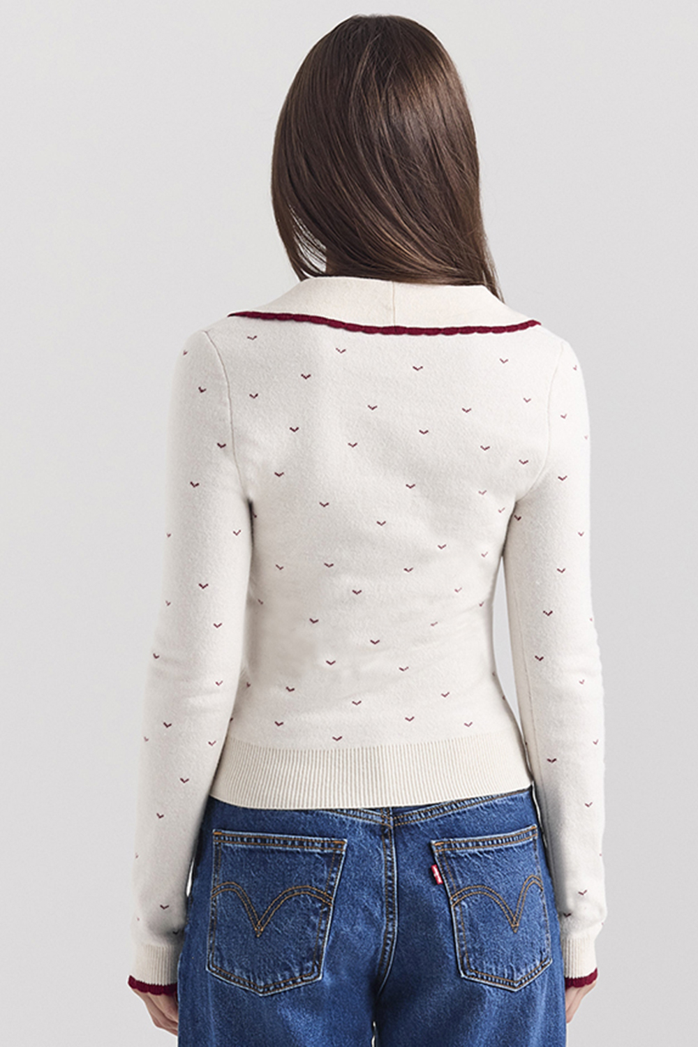 Marla Ivory Cashmere Blend Trimmed Cardigan