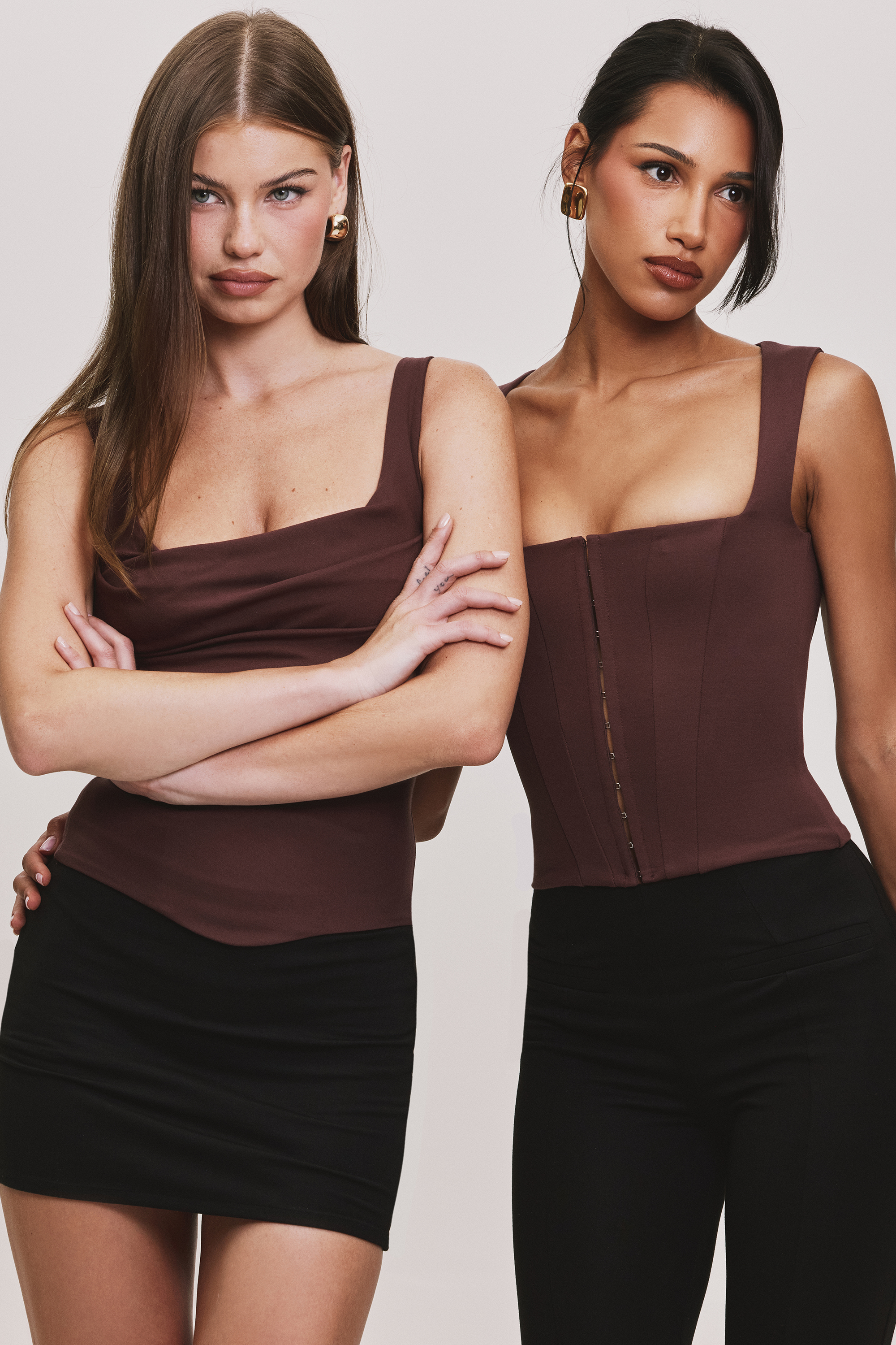 The Drape Neck Chocolate Corset Top