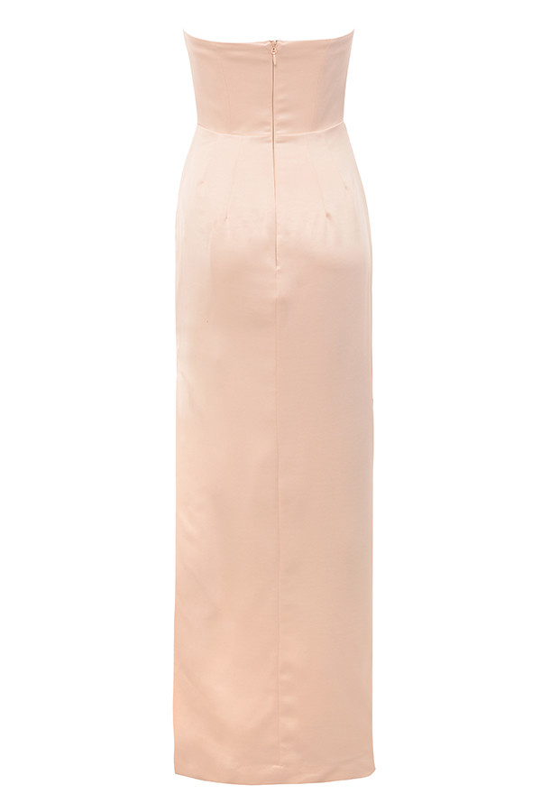 Adrienne Champagne Satin Strapless Gown