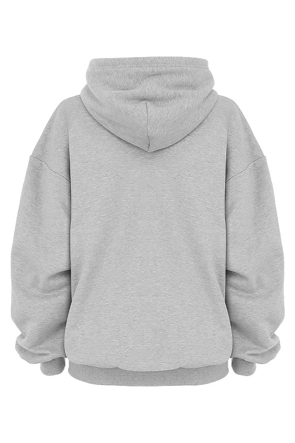 Halo Grey Cotton Fleece-Back Oversized Hoodie