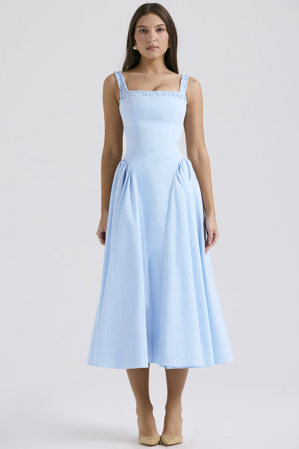 Dorothy Italian Azure Cotton Midi Sundress