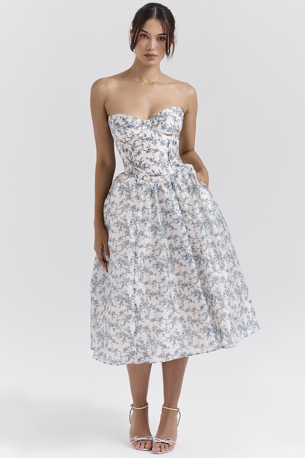 Bennett English Porcelain Print Strapless Sundress