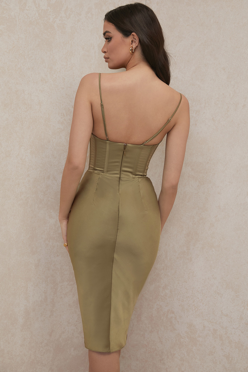 Myrna Olive Corset Slip Dress