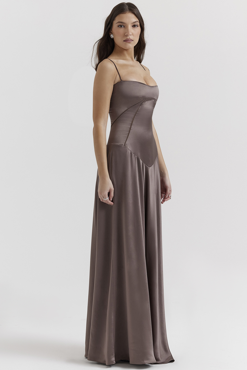 Anabella Smoke Lace Up Maxi Dress