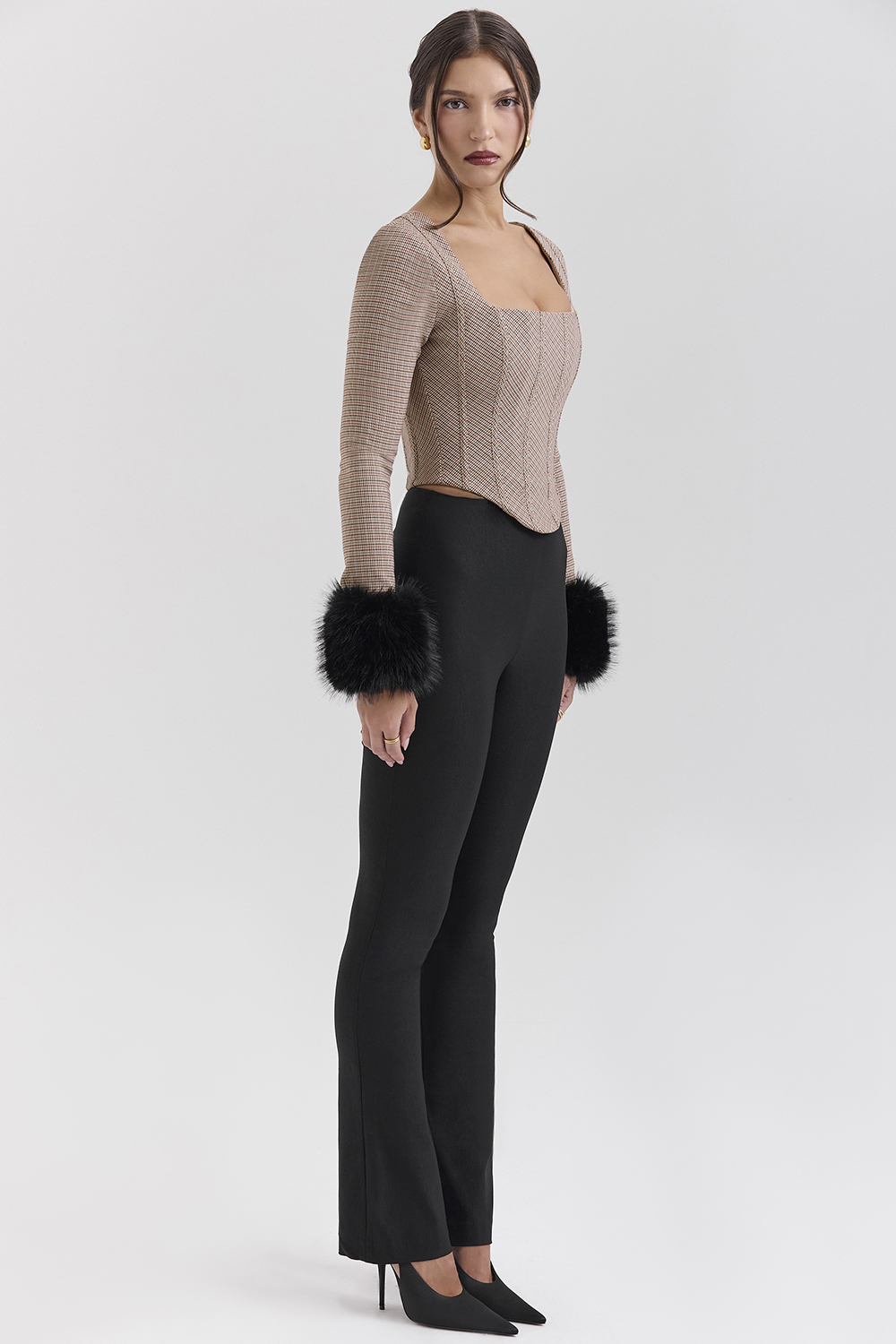 Antonia Brown Puppytooth Corset Top - SALE