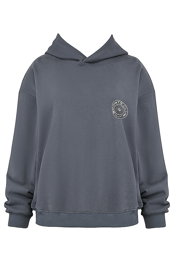 Muse Slate Cotton Fleece-Back Hoodie
