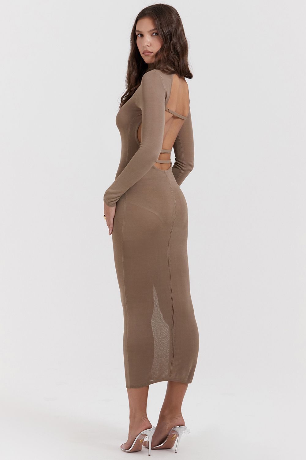 Roberta Tan Knit Midi Dress