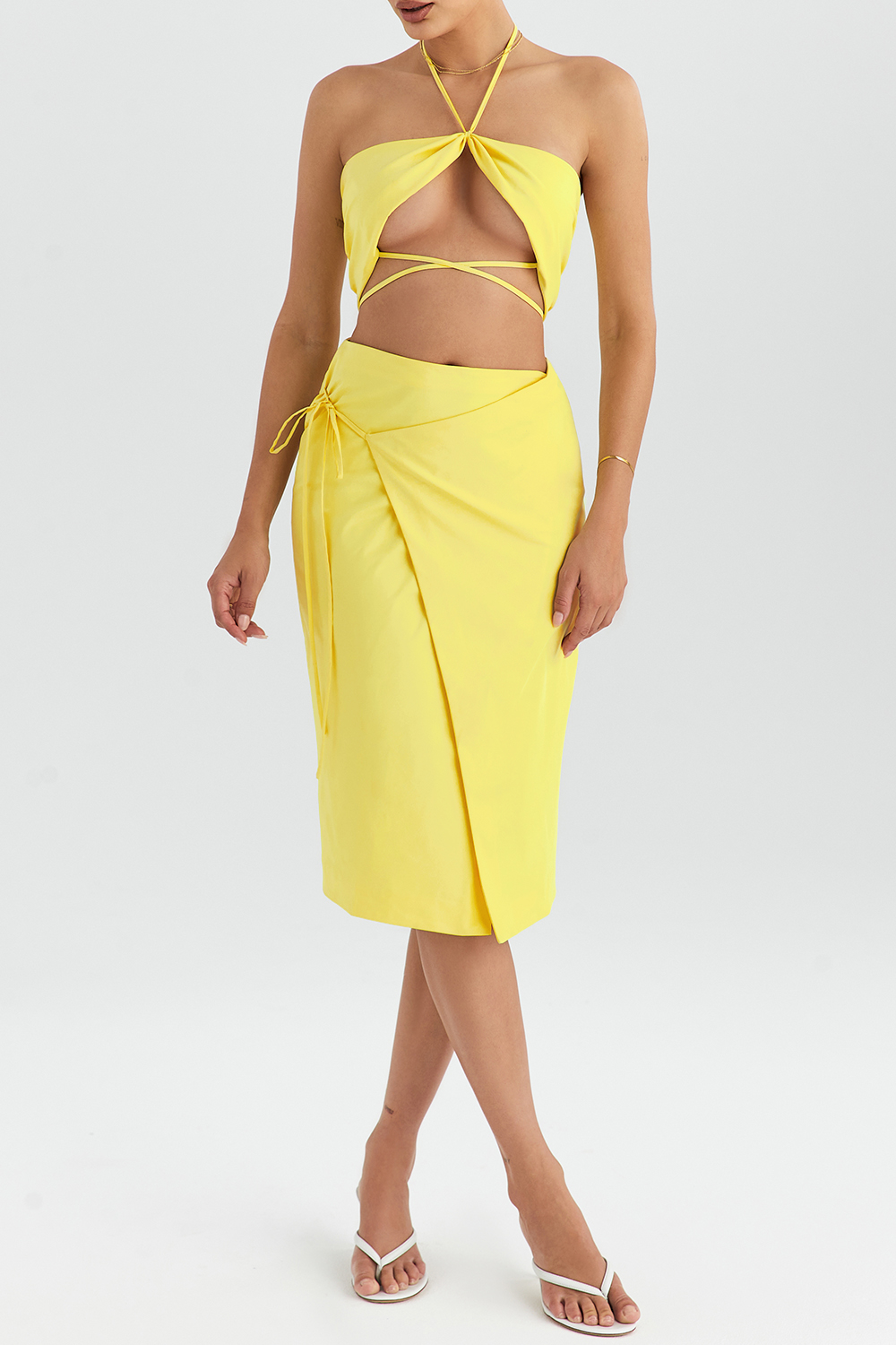 Mistress Rocks Lime Wrap Over Midi Skirt - SALE