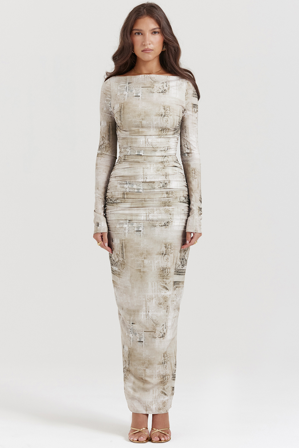 Lanetta Pale Sage Print Maxi Dress