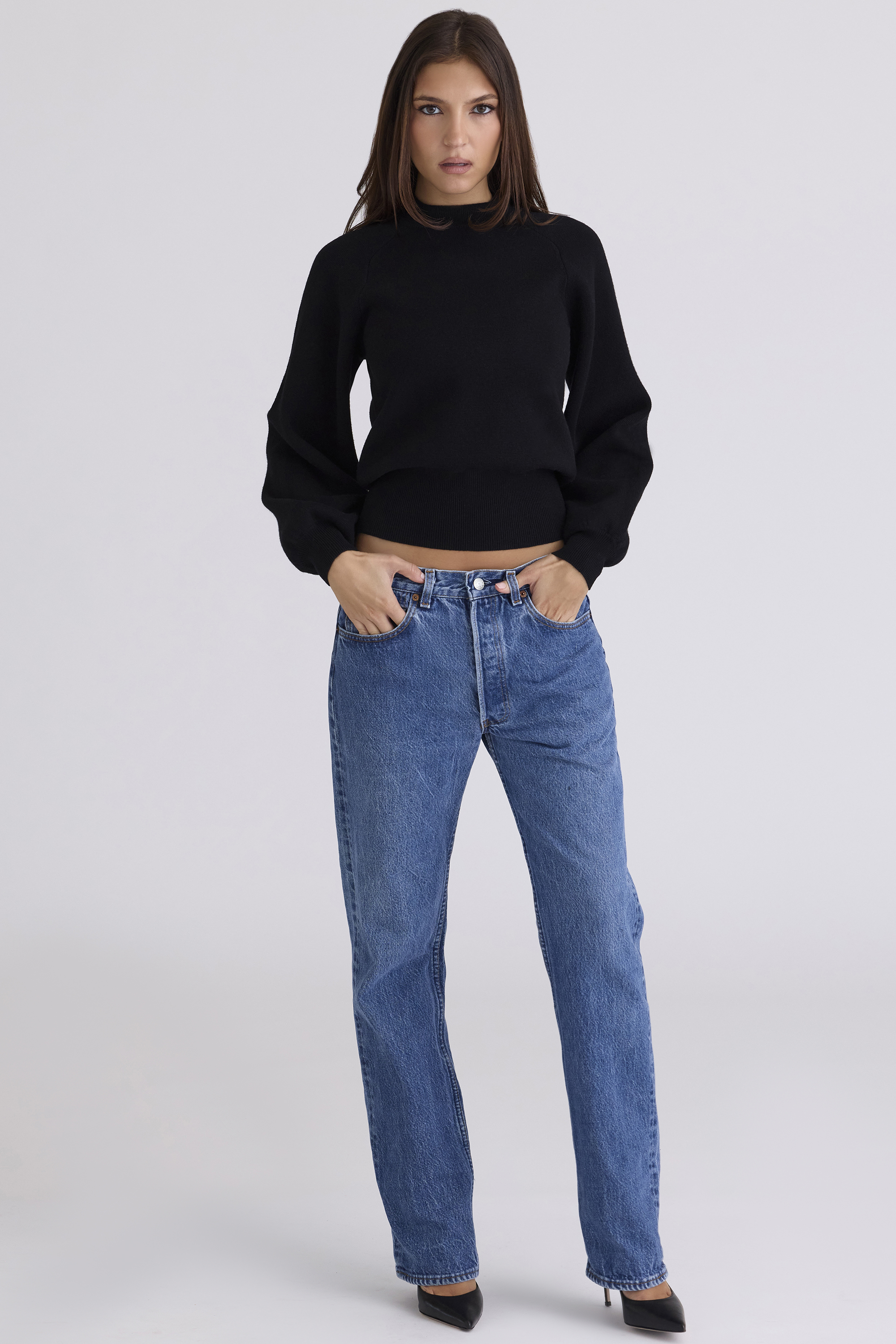 Cressida Black Wool & Cashmere Balloon Sleeve Sweater