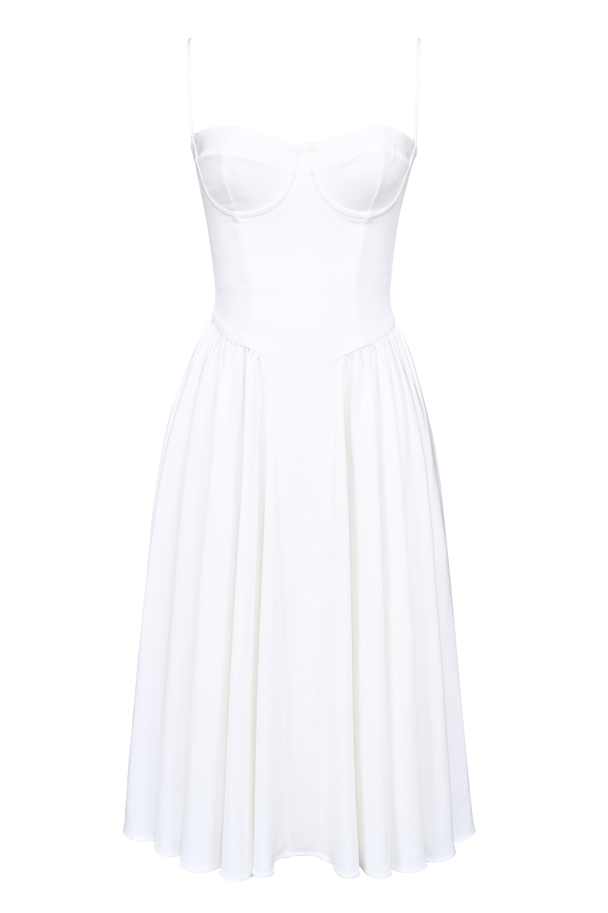 Samaria White Corset Midi Dress