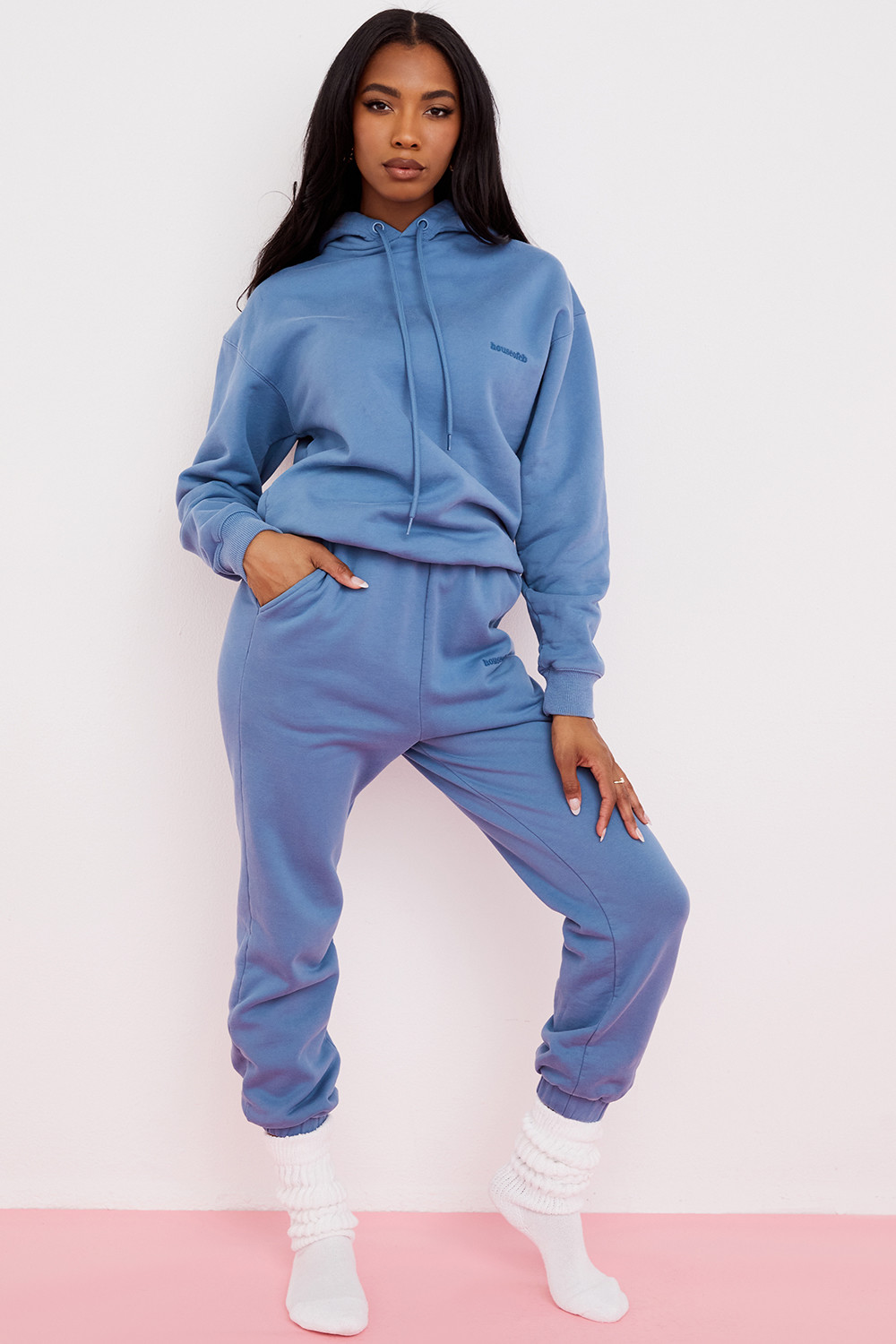 Halo Azure Cotton Fleece-Back Oversized Hoodie