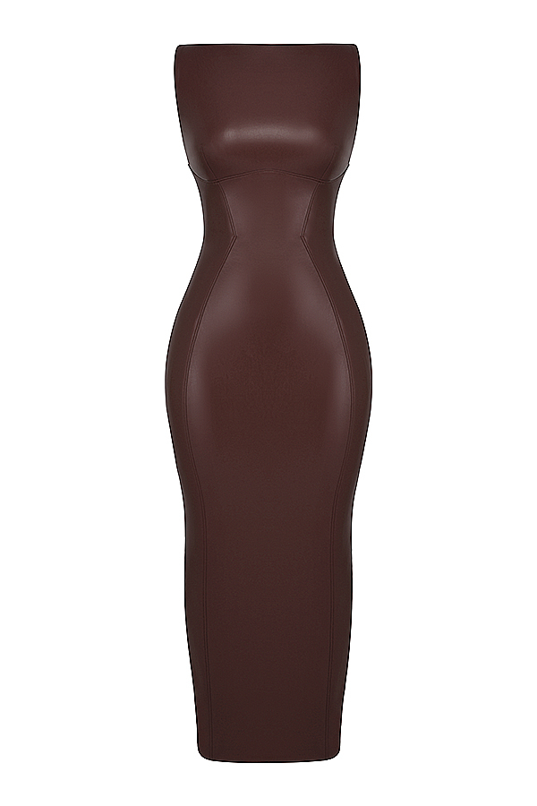 Sahara Cocoa Vegan Leather Maxi Dress