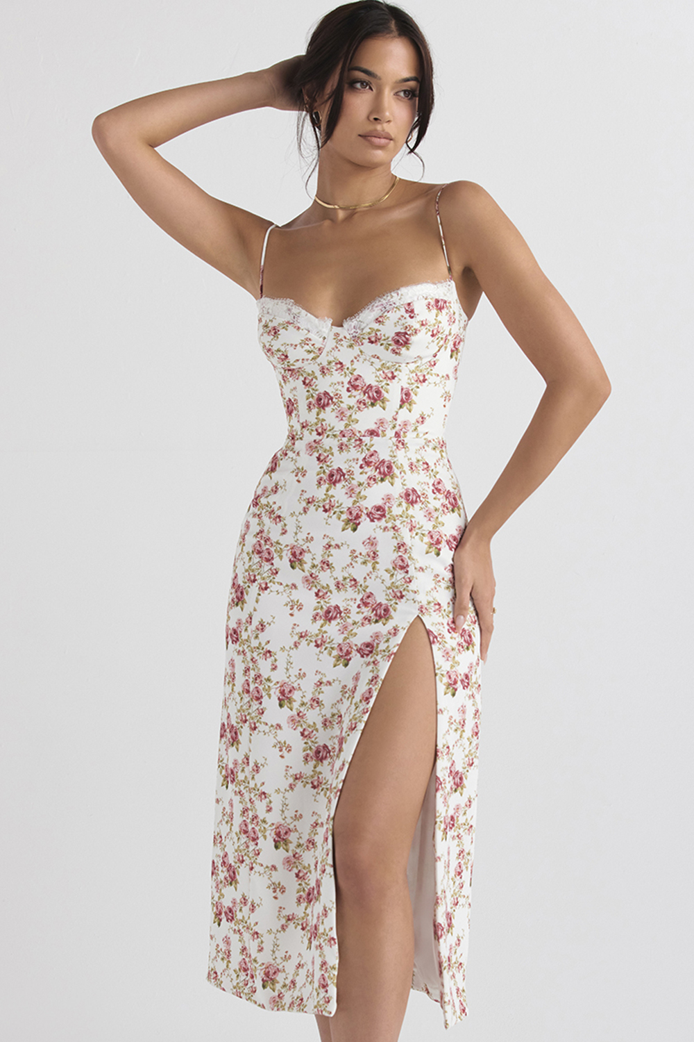 Charlotte Rose Print Corset Midi Sundress