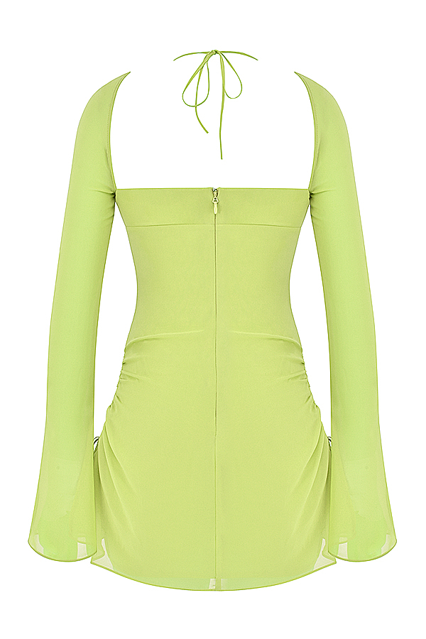 Baby Lime Chiffon Halter Mini Dress