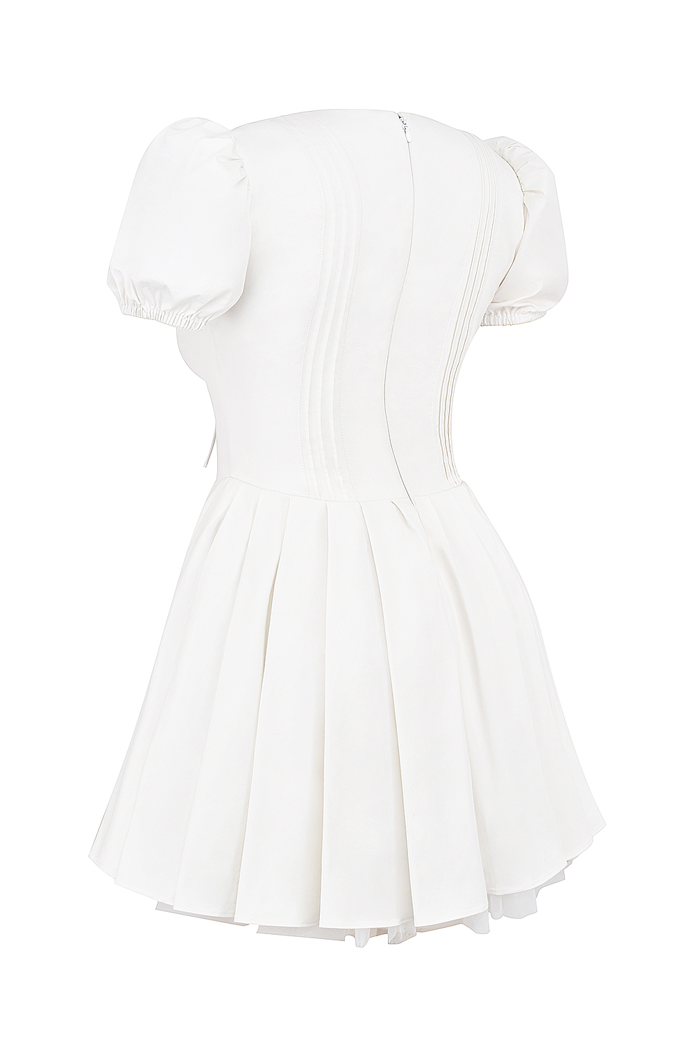 Imani White Pleated Cotton Mini Dress