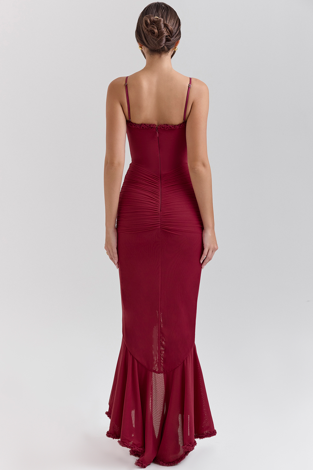 Gabbi Wine Ruffled Front Gown