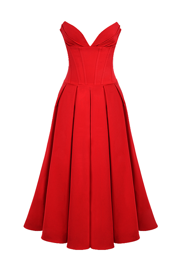 Lady Scarlet Strapless Midi Dress