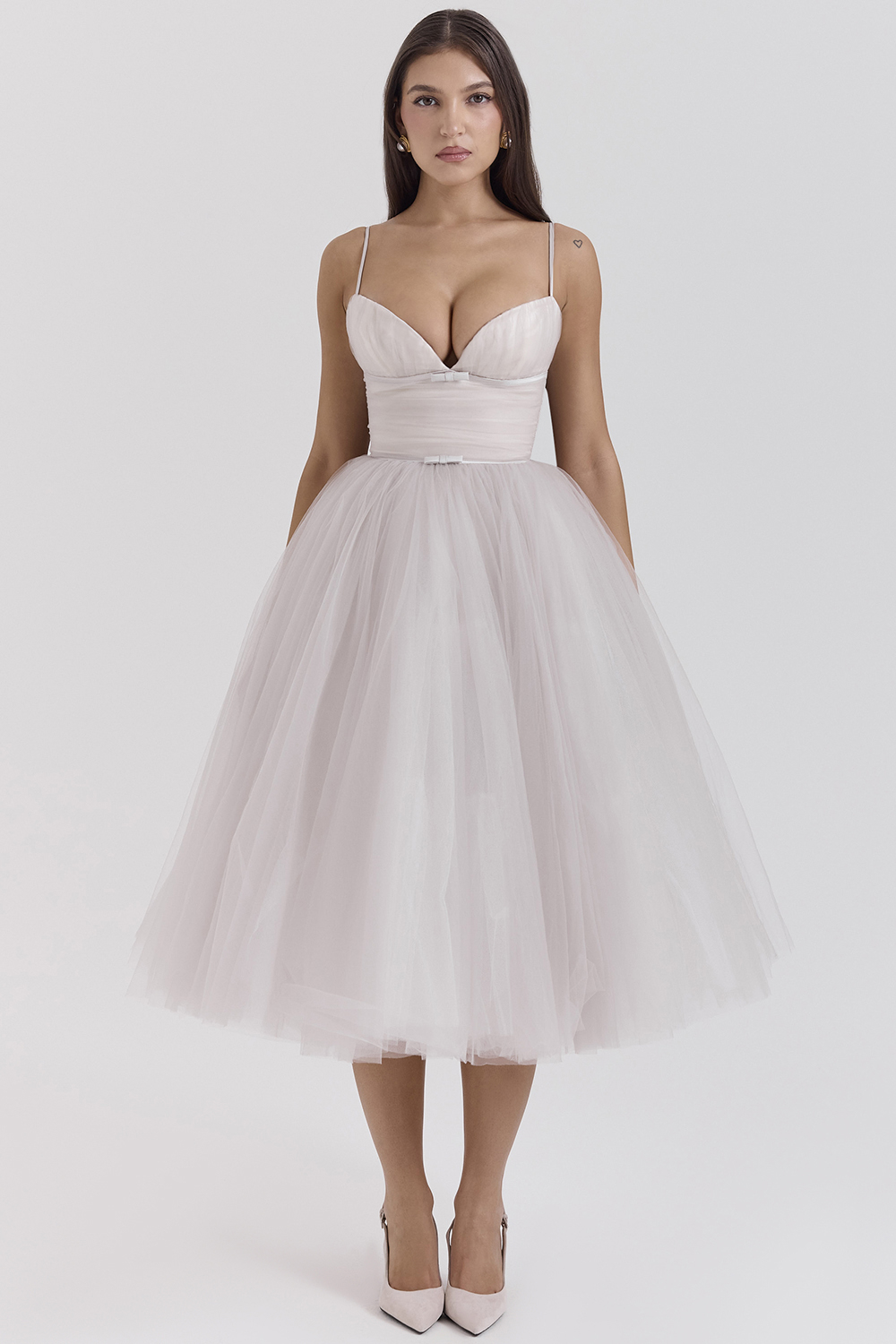 Countess French Dove Tulle Midi Dress - SALE