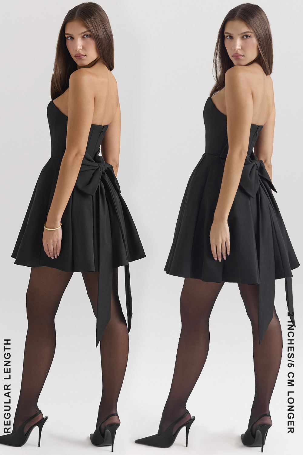 Emmanuela Black Strapless Detachable Bow Mini Dress