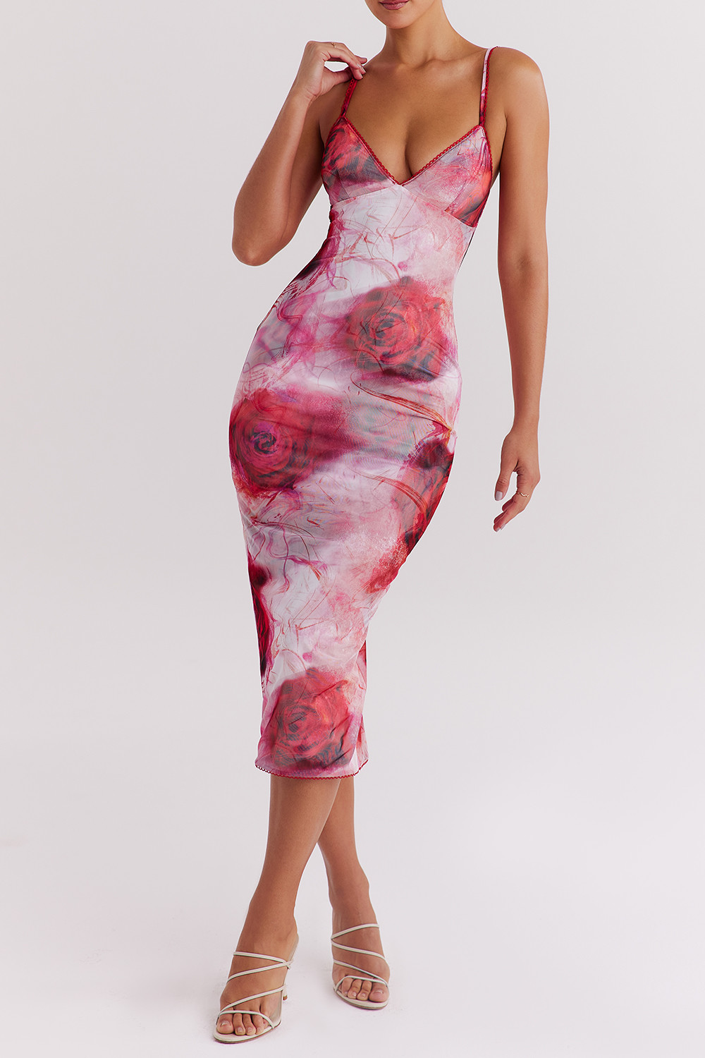 Mistress Rocks Rose Print Midi Dress - SALE