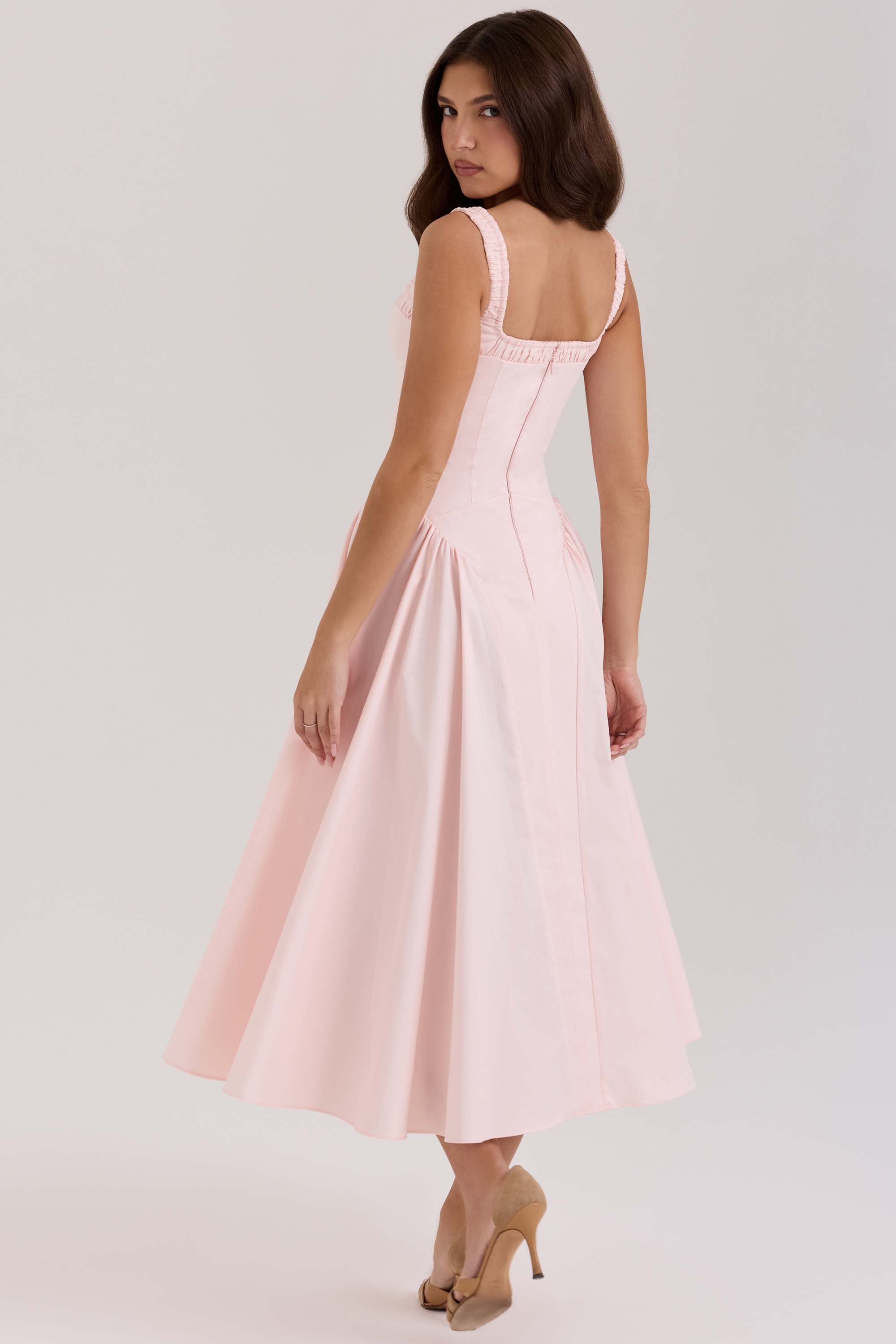 Dorothy Rose Pink Stretch Cotton Midi Sundress