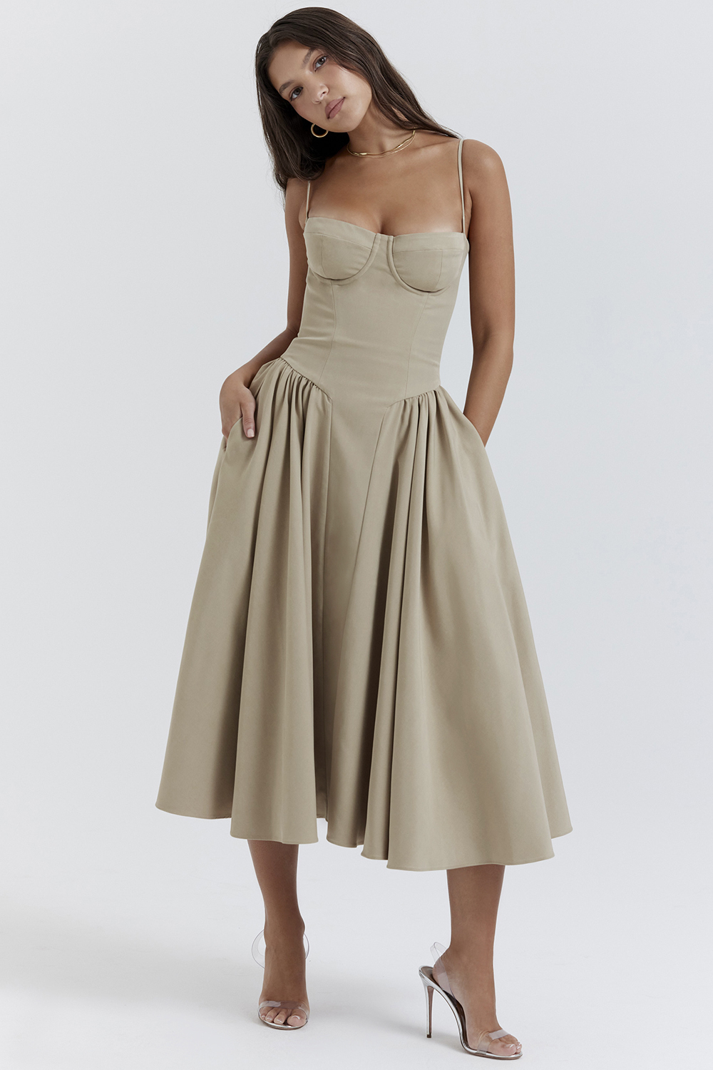 Samaria Taupe Corset Sundress