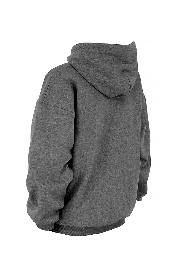 Halo Dark Grey Cotton Fleece-Back Oversized Hoodie