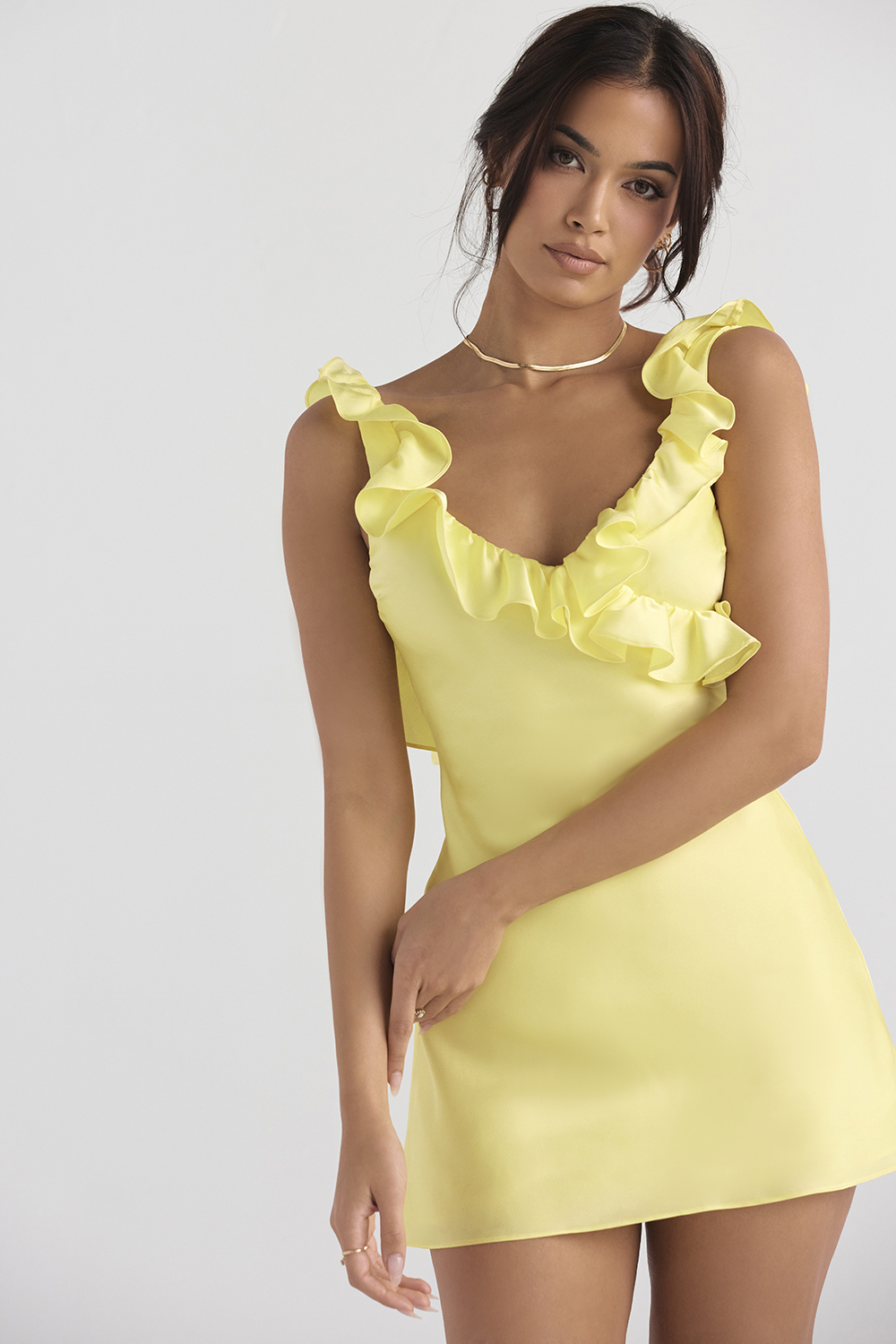 Tink Buttercup Satin Ruffle Mini Dress