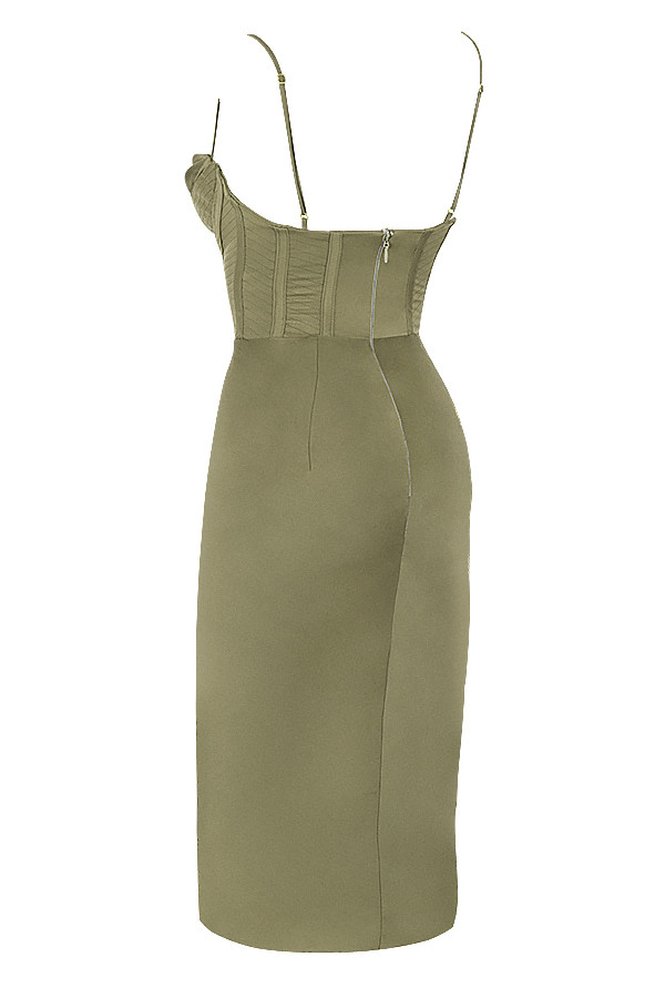 Myrna Olive Corset Slip Dress
