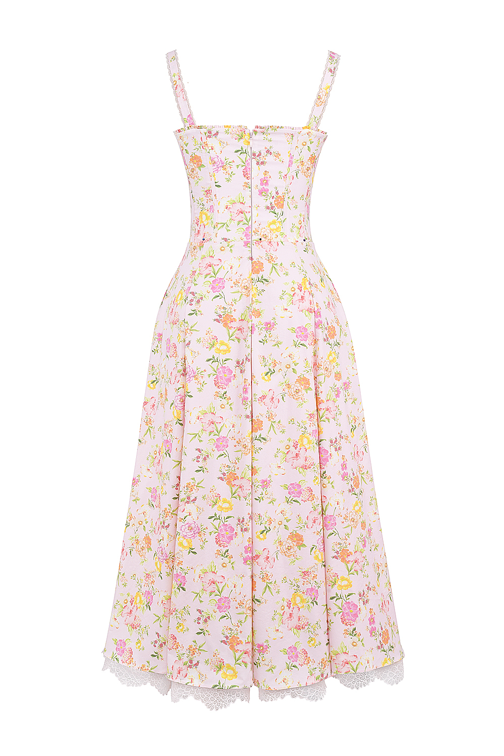Rosalee Pink Meadow Print Cotton Bustier Sundress
