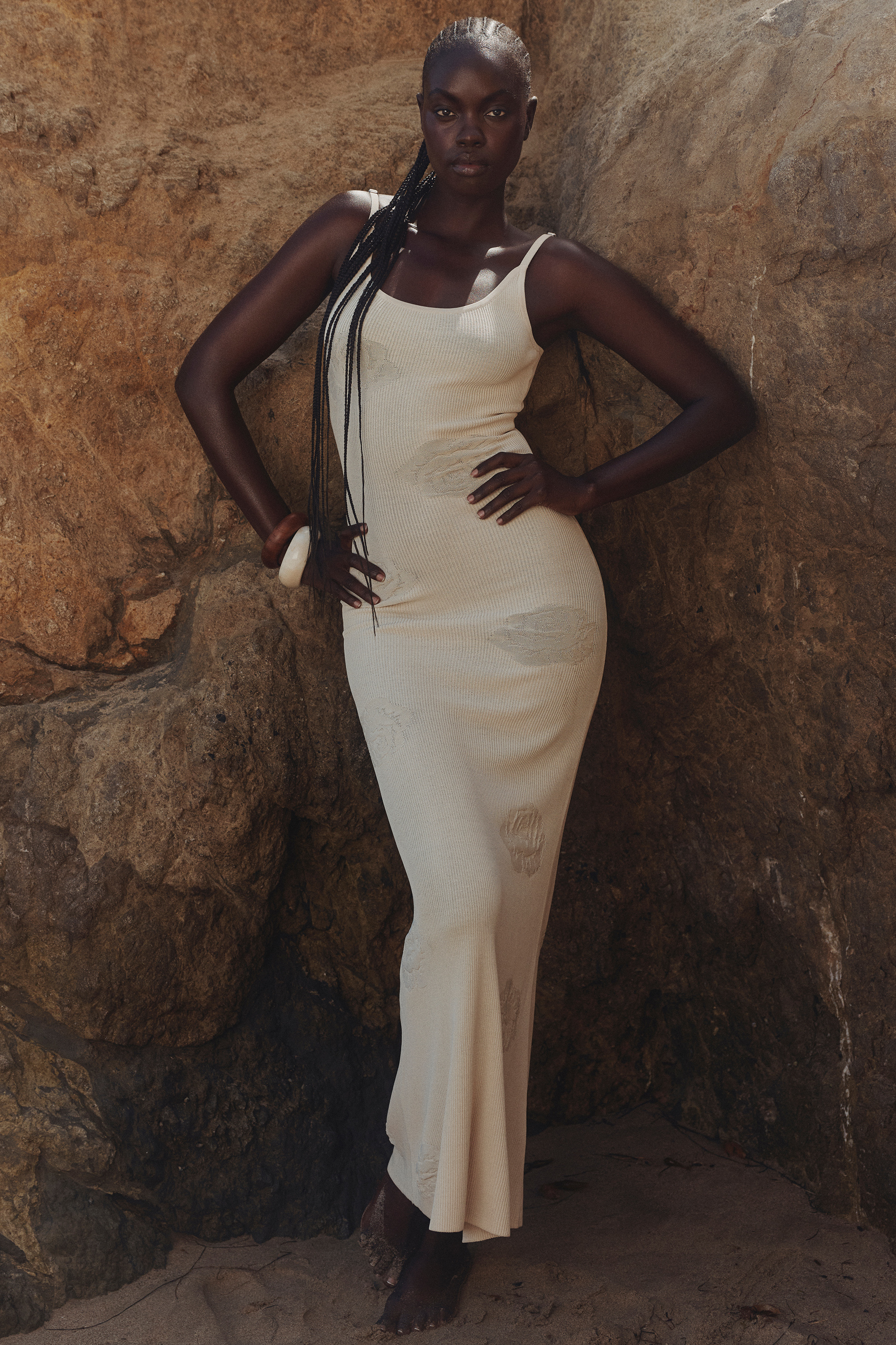 Dara Ecru Rose Embroidered Maxi Dress