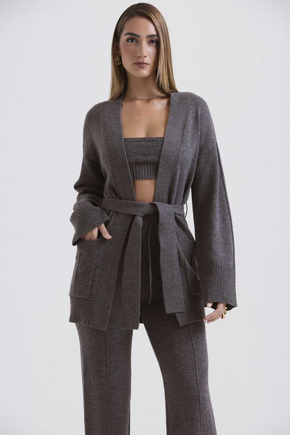 Alaia Charcoal Cashmere Blend Belted Cardigan - SALE