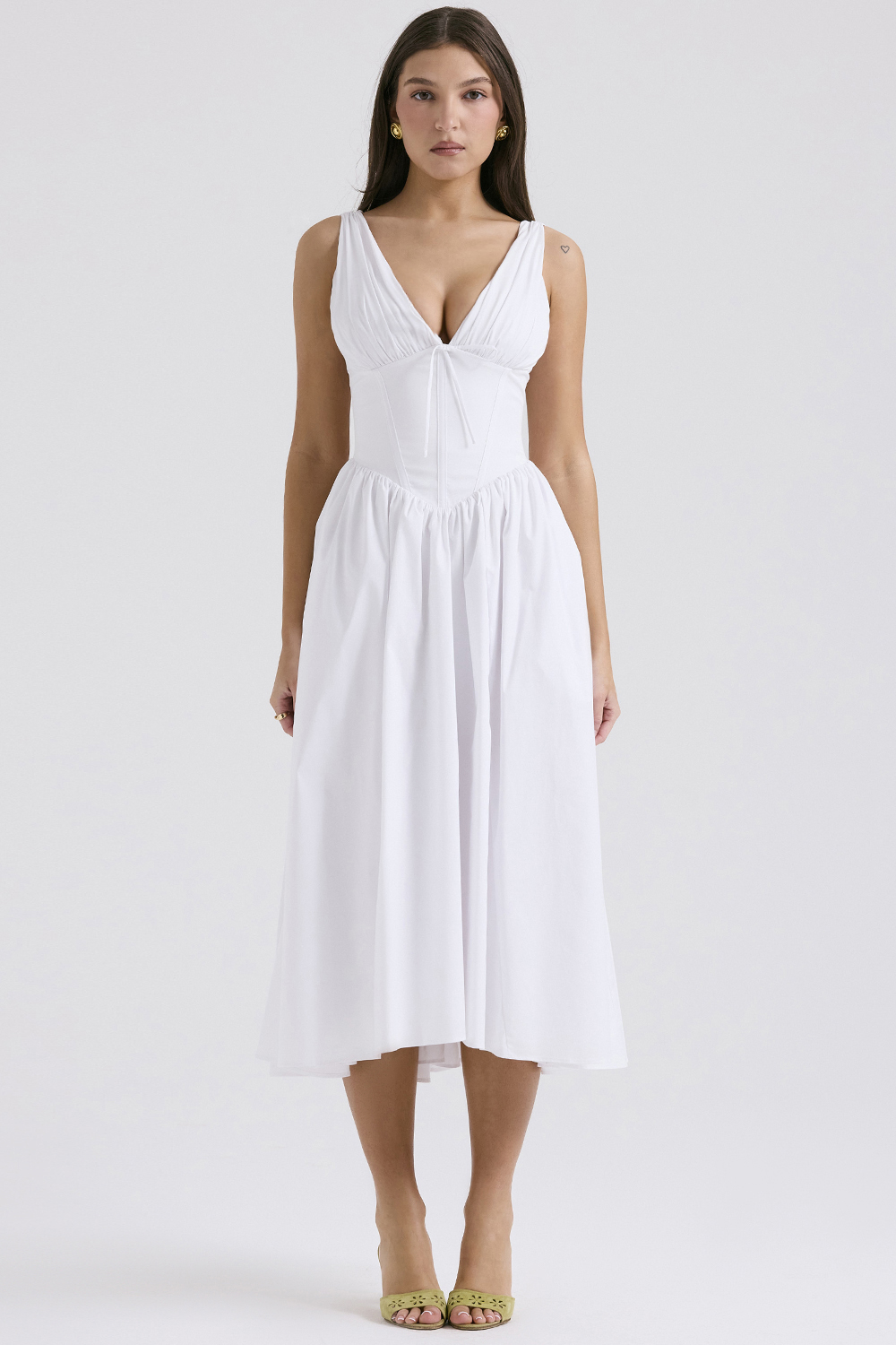 Emmelina White Cotton Corset Sundress