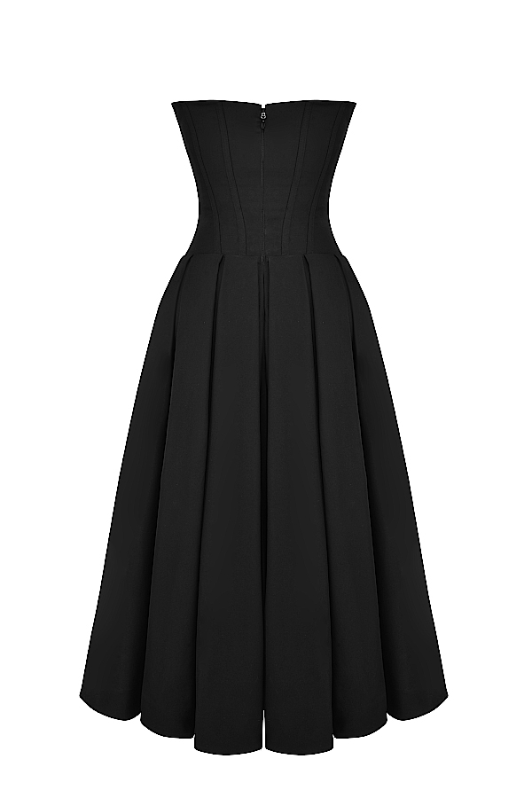 Lady Black Strapless Midi Dress