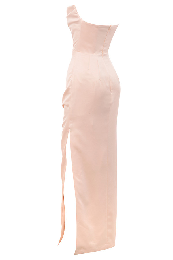 Adrienne Champagne Satin Strapless Gown