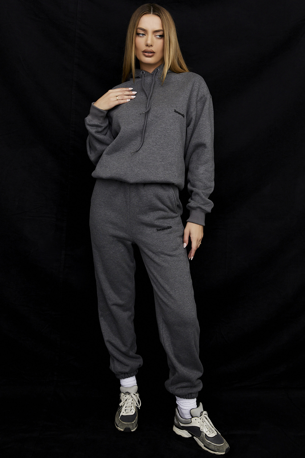 Halo Dark Grey Cotton Fleece-Back Oversized Hoodie