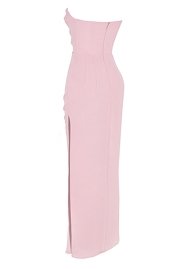 Adrienne Pink Quartz Georgette Strapless Gown