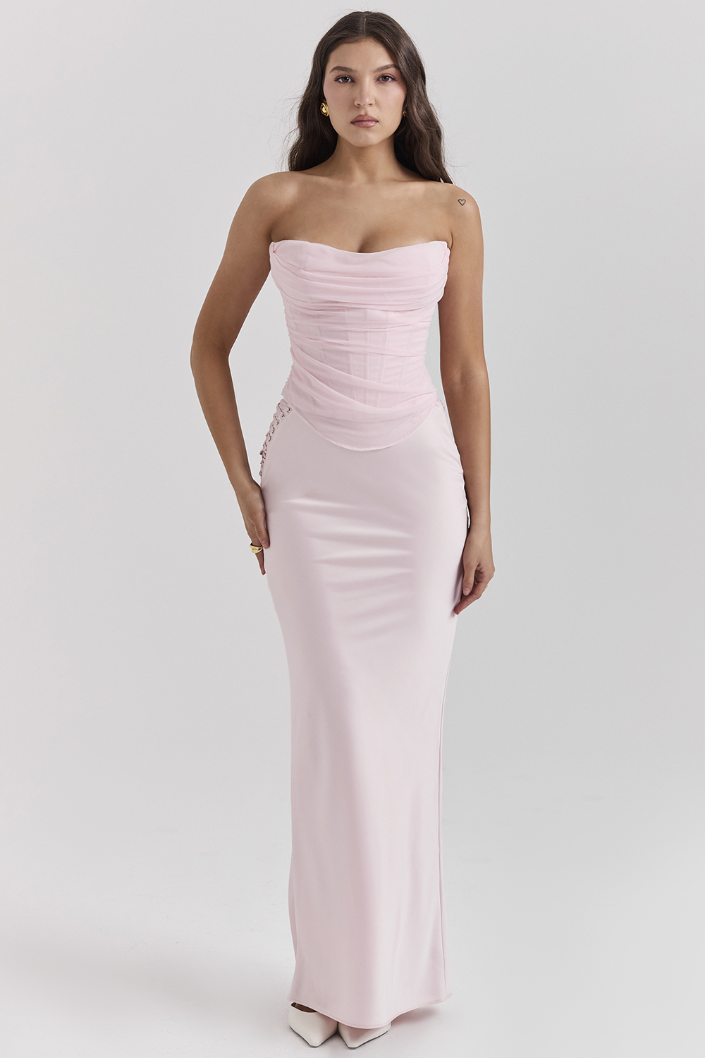 Giuliana Ballerina Pink Satin Maxi Skirt