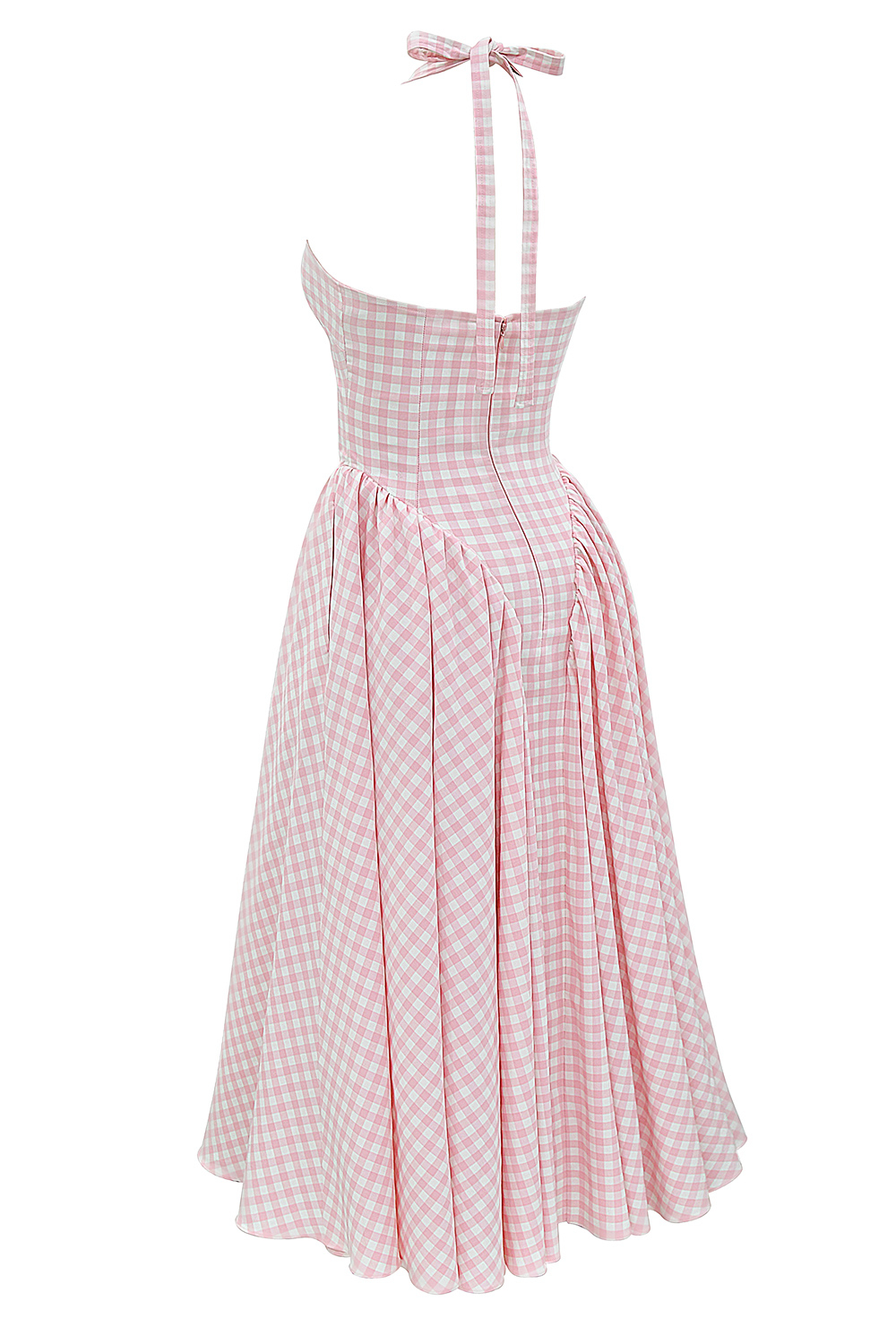 Marilyn Strawberry Shortcake Gingham Halter Midi Sundress